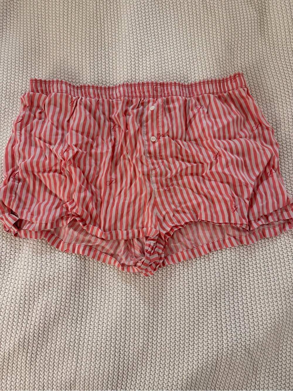 PINK Victoria's Secret Pink & White Striped Sleep Shorts